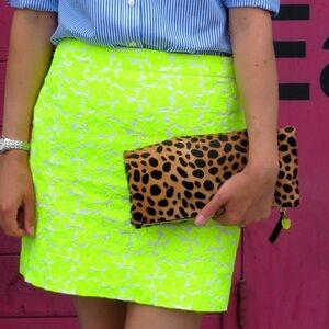 J. Crew Neon Yellow Floral A-Line Skirt